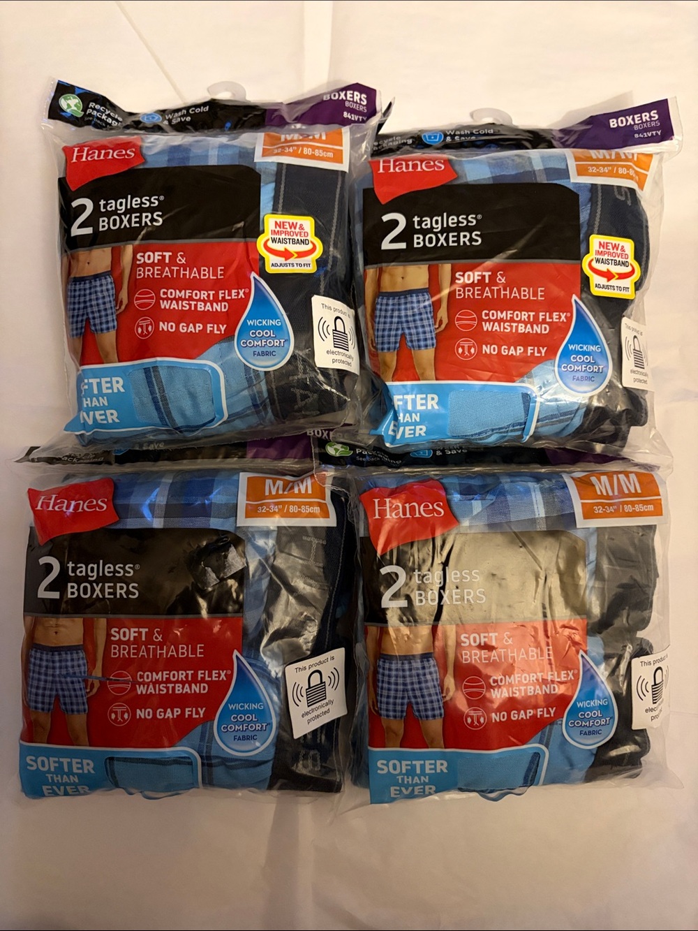 8 Hanes Men's Tagless Boxers Comfort Flex Waistband Size Medium NWT